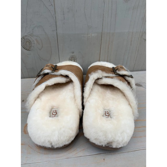 UGG OUTSLIDE BUCKLE CHESTNUT FUR SANDALS SLIPPERS US 9 new - Picture 4 of 6